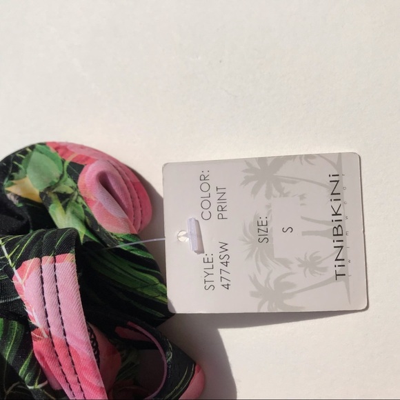 NEW Tinibikini Swimsuit Floral Print Black Small - Picture 5 of 5